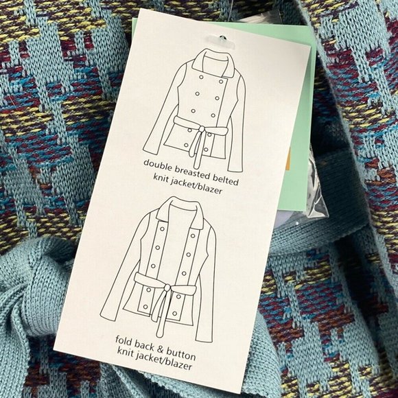 Shu-Shu Women's NWT Blue Button Tie Waist‎ Convertible Western Knit Jacket M/C42 - Picture 7 of 8